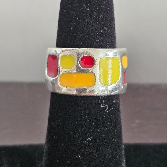 Original Heather B. Moore Design Silver and Enamel Ring - Picture 1 of 2